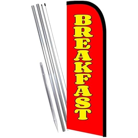 Vista Flags Breakfast (Red/Yellow) Windless Feather Banner Flag Kit (Flag, Pole, & Ground Mt) Cover
