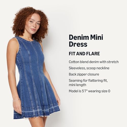 Image of Amazon Essentials Women's Fit & Flare Denim Mini Dress
