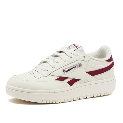 Reebok Womens Club C Double Revenge Platform Sneaker Chalk/Chalk/Classic Burgundy Size 5