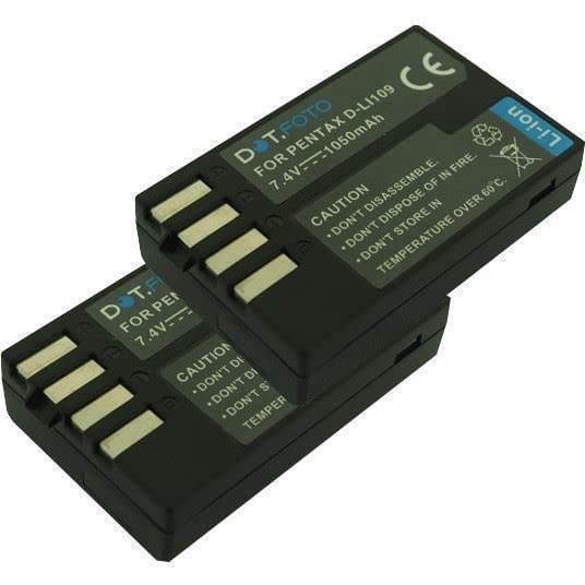 2 x Dot.Foto D-LI109 Premium 7.4v / 1050mAh Batterie Rechargeable pour Pentax KP, K-30, K-50, K-70, K-500, K-r, K-S1, K-S2