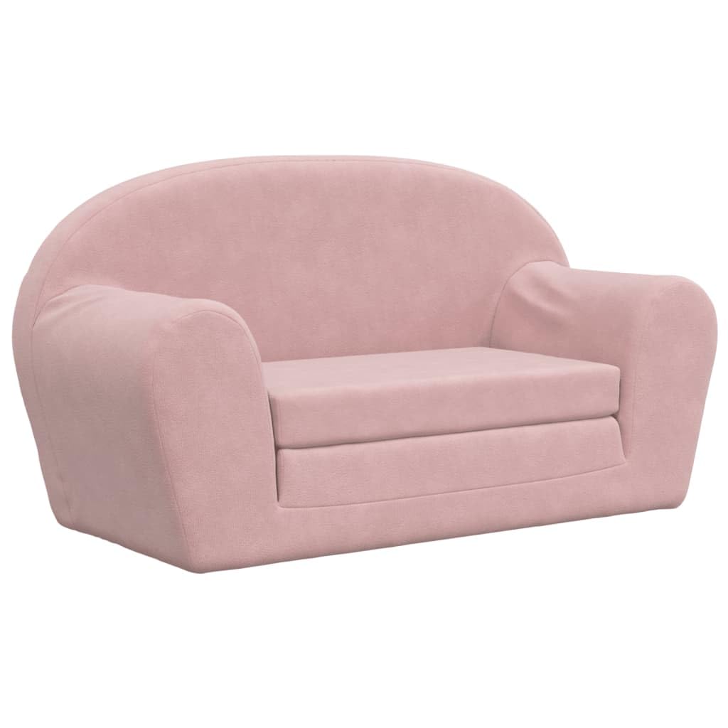 vidaXL Canapé-lit pour Enfants 2 Places, Lit de Jour avec Dossier et Accoudoirs, Lit d'Invité, Meuble de Chambre Salon, Rose Peluche Douce