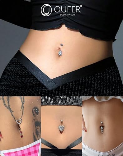 OUFER Belly Button Rings, 316L Stainless Steel Belly Rings, 14G Belly Button Piercing, Random 8PCS Belly Piercing Jewelry, Navel Rings for Women Sexy Girl2