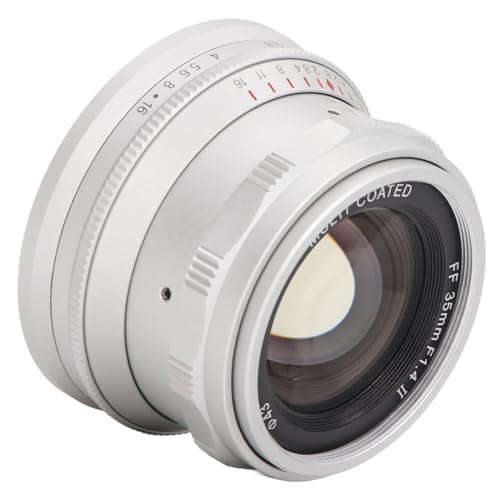 35mm F1.4 IIフルフレームマニュアルレンズ - ソニーシリーズカメラ用の大型アパーチャeマウントレンズ最適化 (白)