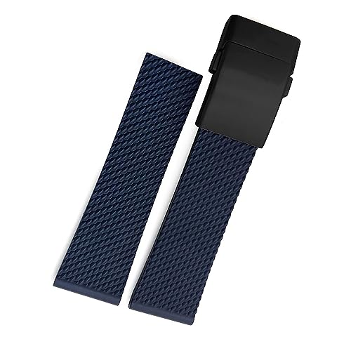 hoosouk 22mm 24mm Braided Rubber Watchband For Breitling Avenger Superocean Heritage Watch Strap Braceles Replacement Accessories(Blue 1 black,24mm)