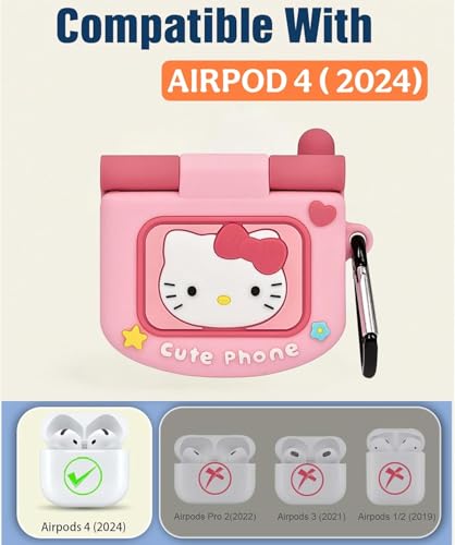 Image of Emoh Roced Case for AirPodS 4 (2024) with Keychain (ANC), Cute Cartoon Shockproof Protective Cover Compatible with Apple AirPods 4th Generation 2024 for Women and Boys (Mirror)