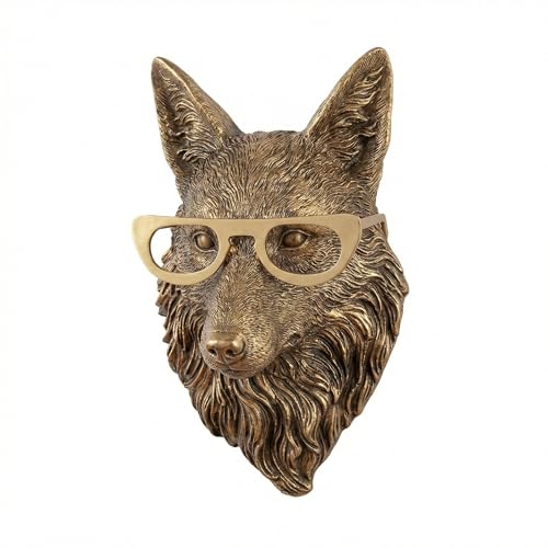 Coolstuff 5pcs Gold Animal Heads for Wall, Faux Deer & Bear Sculptures, Lightweight Home Office Wall Decor, Vintage Whimsigoth Style, Maximalist Hanging Ornament Gift (Wolf)