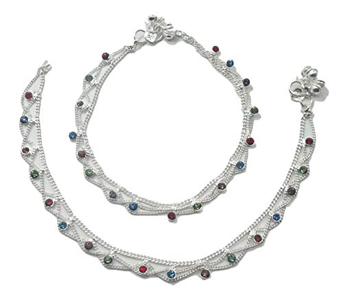 IFH Beauty Indian Bollywood Silver Tone Ankle Bracelet Payal Anklet Women Barefoot Jewelry