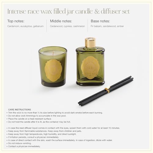 Image of Pure Home + Living Intense Race Wax Filled Jar Candle & Diffuser Set Perfume Candles for Home | Candles for Home Decoration Fragrance | Burning Time- 30 Hours (Pack of 1)