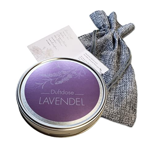 KK Raumduft aus der Dose | Duftgel - Made in Germany | 1 x Duftdose Lavendel 70 g | Attraktives Geschenkset | Im Jutesäckchen verpackt |