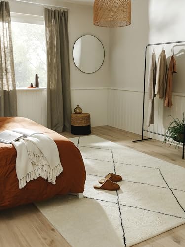 benuta Pure Wollteppich Berber - Creme 80x150 cm - 100% Wolle handgeknüpft...