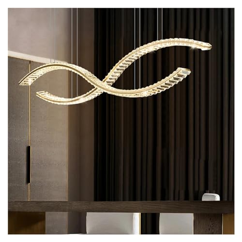 Chandelier cristal vague dorée de luxe grand format pour salon design