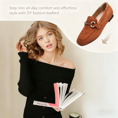 Image of DeYashopin Womens Loafers Shoes Fashion Low Heel Slip on Shoes Comfortable Driving Flats