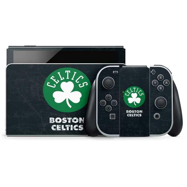 Skinit Decal Gaming Skin Compatible with Nintendo Switch OLED (2021) - Officially Licensed NBA Boston Celtics Black Secondary Logo Design
