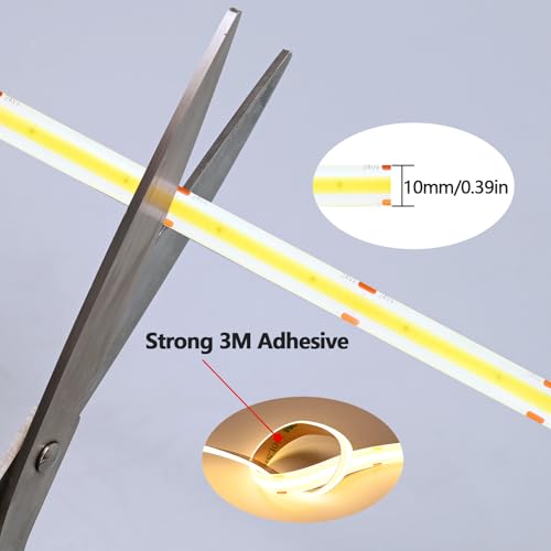 Image of GOMING 24V Super Bright COB LED Strip Warm White 3000K IP65 Waterproof | 621LM /FT 16.4ft(5M) 14.5W /M CRI 93+ High Density 480LED /M LED Tape Lights for DIY Home Decor(Power Supply not Included)