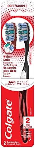 Colgate 360 Advanced Optic White Toothbrush, Soft, 2 Count