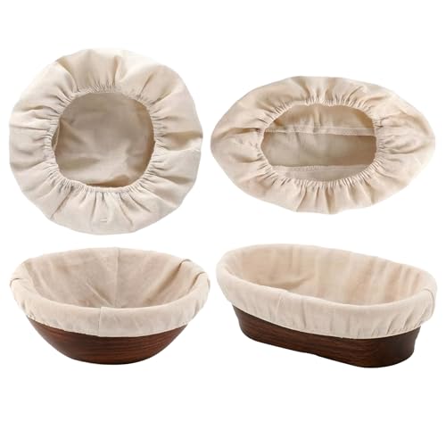 4 pièces Inserts en Lin Non Blanchi pour Paniers de Fermentation – Ronds et Ovales