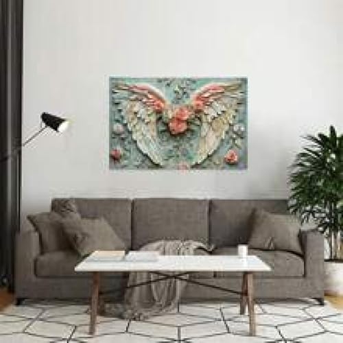 Impression d'art esthétique ailes effet 3D sur toile de lin avec cadre premium - 4