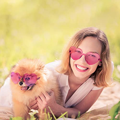 Image of 12 Pairs Heart Glasses Colorful Rimless Heart Shaped Sunglasses Love Glasses for Bachelorette Bride Party Favor