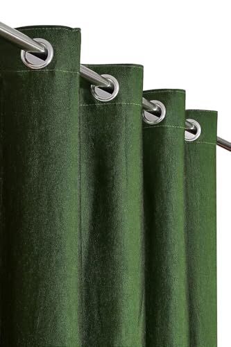 Image of Curtains 9 Feet Long for Living Room - Long Door Curtains Set 1 Pcs Panel, Solid Parda for Home Decor & Office Dark Green Colour 9 feet (48 x 108 Inch) - 2 Pcs