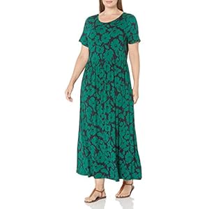 Amazon Essentials Women’s Short-Sleeve Waisted Maxi Dress (Available in Plus Size)