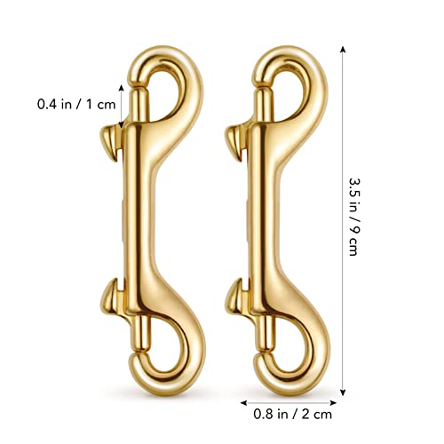 Image of UKCOCO 2 Pack Scuba Diving Double Ended Brass Trigger Clips Snap Hook for Bag Key Keychain Luggage Strap 90mm
