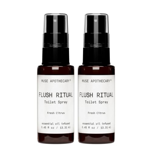 Muse Apothecary Flush Ritual - Aromatic &amp; Refreshing Toilet Spray, Use Before You Go, Infused with Natural Essential Oils - Fresh Citrus - Travel Size Mini Collection, 0.45 oz, 2 Pack