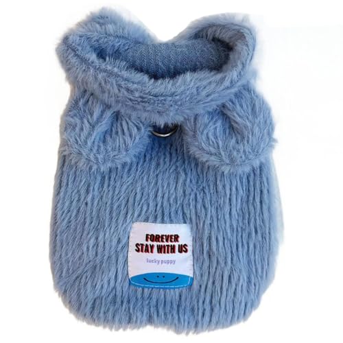 ISUPY かわいい 犬服 Tシャツ 秋冬 ペット服 防寒コート あたっか クマの耳 フード付き ドッグウェア パーカー 犬猫洋服 柔らかい 小型犬 中型犬 子犬 脱毛保護 お散歩 ペット用品 (2XL,ブルー)