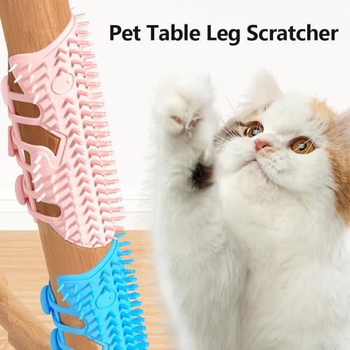 Image of Cat Self Grooming Comb, Stool Foot Scratching Grooming Comb Short Long Hair Cat Soft Rubbing Scratching Grooming Massage Comb for Indoor Cats Kittens Cat Brush Toys (Pink+Purple)