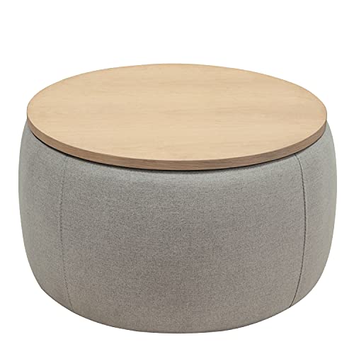 Kakotito Modern Round Storage Ottoman With Wooden Lid,Circle Ottoman Handmade Ottoman Coffee Table,End Table & Footstool thumb #8