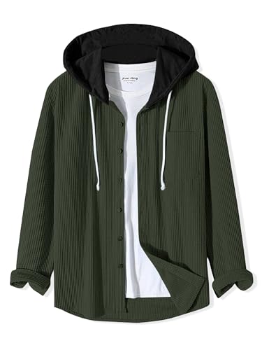 Image of Noble Monk Men's Solid Regular Fit Shirts| Shirt with Hood | Casual Wear for Men | Full Sleeve Shirt | Stylish Shirts for Men