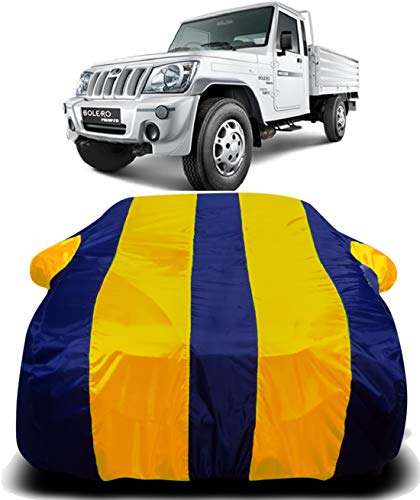 Image of Waterproof Car Cover with Ultra Surface Body Protection (Yellow Stripes) (Bolero PIK UP)