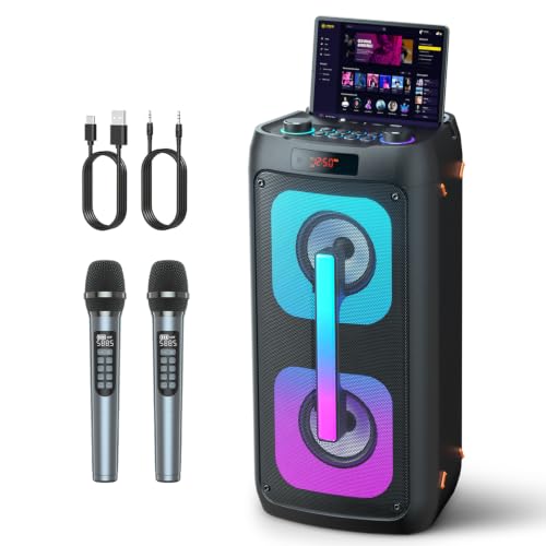 Machine de karaoké avec 2 Microphones, Enceinte Bluetooth Professionnelle
