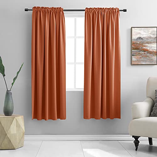 Image of DONREN Terracotta Orange Draperies Curtains for Bedroom - 2 Panels Window Shades Light Blocking Insulated Thermal Curtain Panels for Women Room, 52 x 72 Inch Length
