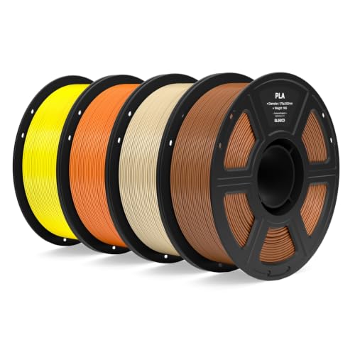 Image of ELEGOO PLA Filament 1.75mm Bundle 4KG, 3D Printer Filament Dimensional Accuracy + /- 0.02mm, 4pcs 1kg Spool(2.2lbs) Fit Most FDM 3D Printers(Brown /Beige /Orange /Yellow)
