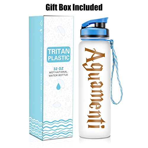 LEADO 32 oz 1 Liter Motivational Tracking Water Bottle with Times to Drink - Aguamenti - Funny Christmas, Birthday Gifts for Women, Men, Friends, Coworkers, Mom, Dad, Wife, Husband, Sister