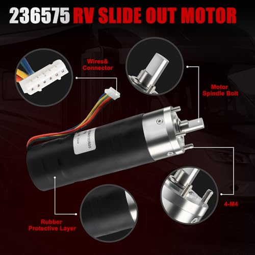 Image of RV in-Wall Slide-Out Motor 236575 Compatible with Lippert Schwintek in-Wall Slide System, IG-42 10mm Motor Assembly 300:1 High Torque Gear Ratio,12V | Slide Motor for Travel Trailer and Camper