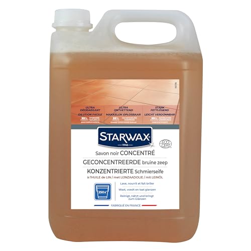 STARWAX – Savon Noir Concentré à l’Huile de Lin pour Sols Intérieurs – Nettoyant Nourrissant Sols – 99% d’Ingrédients d’Origine Naturelle – Fabriqué...
