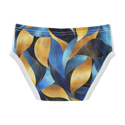KLL Blue Golden Theme Plant Black Pattern Toddler Boys Comfort Athletic Underwear Breathable Children Undies2