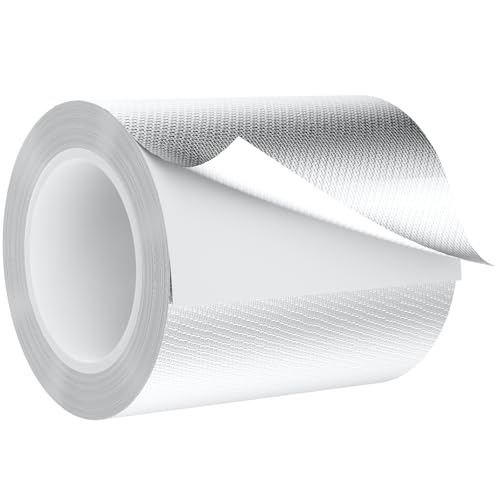 Image of Fiberglass Aluminum Foil Tape 4 Inch x 66 Feet (5.9mil) - Heavy Duty HVAC Metal Tape,High Temp Waterproof Insulation Adhesive for Ductwork, Furnace, Dryer Vent, AC, Pipe Sealing & Repair
