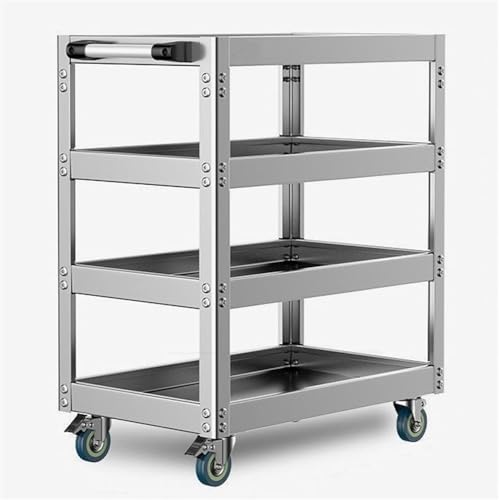 Chariot utilitaire robuste en acier inoxydable – Organiseur d'outils à roulettes à 2 niveaux pour garage et atelier – Chariot à outils de grande capacité pour un rangement efficace