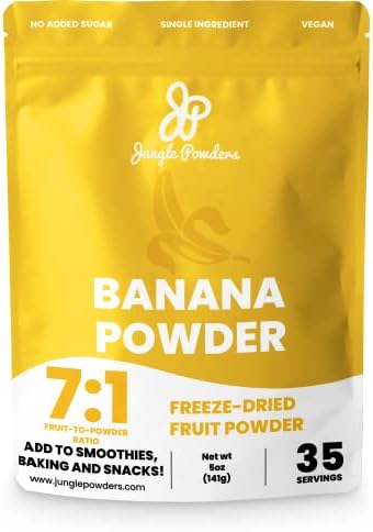 Jungle Powders Freeze Dried Banana Powder for Smoothies 5oz, Powdered Banana Extract for Cooking Baking Flavoring, Additive and Filler Free Natural Raw Banana Powder