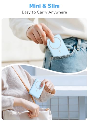 Image of golioklsy for Magsafe Portable Charger,10000mAh Power Bank with Type-C 20W PD Fast Charging, Lightweight and Slim, LED Display for Magsafe Battery Pack for iPhone 17 /16 /15 /14 All Series, Blue