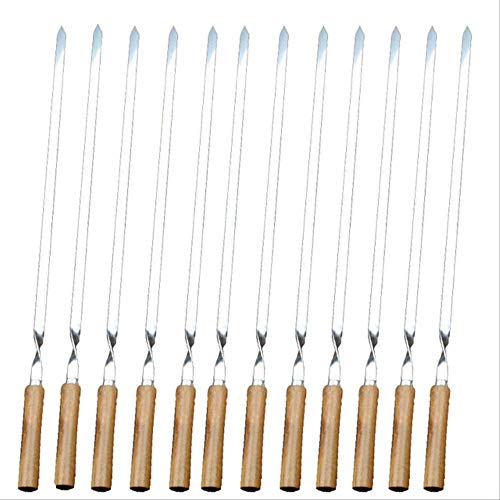 MYKK Skewers 55 Cm Stainless Steel Barbecue Skewers, Long Flat Skewers, 6/10/12 Sets 55cm 12pcs