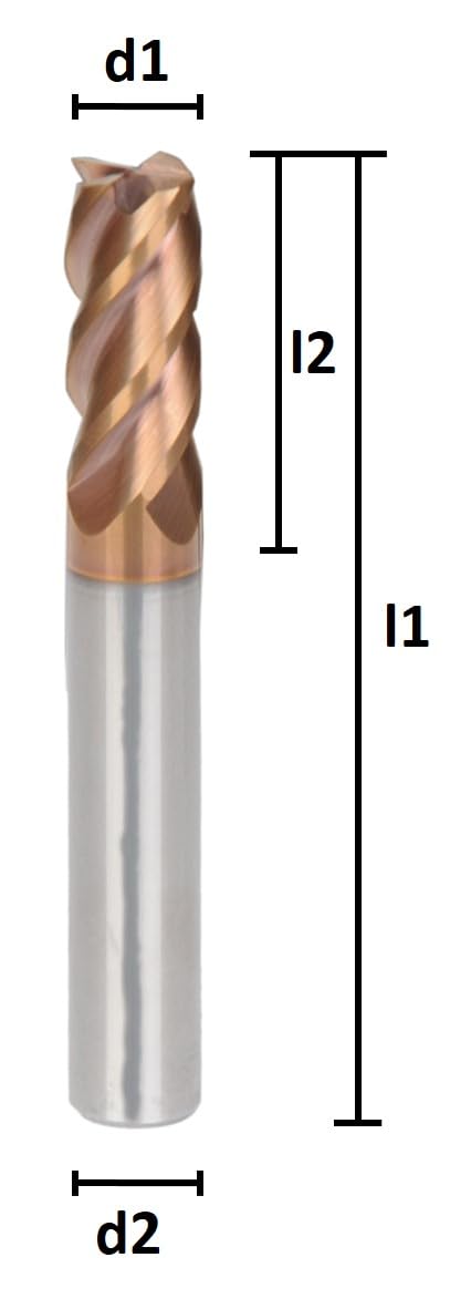 VHM frez HPC, frez trzpieniowy, średnica 1 – 20 mm, powłoka TiSiN, Z=4, GEFRABO, rozmiar: zestaw 6/8/10/12/16 po 1 sztuce