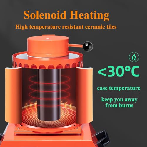 Elektrischer Schmelzofen, 2000 W Schmelzofen für Schmuck und Edelmetalle, PID-Temperaturregelung, maximale Temperatur 1150 °C, inklusive Graphittiegel