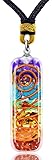 Reaowazo Orgone Chakra Pendant 7 Chakra Stones Necklace Spiritual Crystal Orgone Necklace with Adjustable Cord Energy Meditation Handmade Jewelry for Women