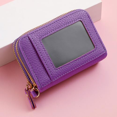 Small Wallet for Women, Slim RFID Blocking Credit Card Holder with ID Window, Compact Purses for Women(Purple)
