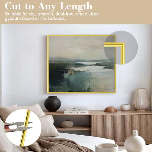 Miniatura 4 de Aoosu Moldura Decorativa Autoadhesiva, 2pcs Flexible Molduras De Pared De Pvc, Protector Esquinas Pared, 8mm 5m Para Paredes, Techos, Puertas, Ventanas, Espejos Oro