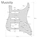 Musiclily Basic 11 Hole HSS Loaded Guitar Strat Pickguard Prewired Pickguard with Alnico 5 Pickup Humbucker for Fender American/Mexican Stratocaster Standard Modern Style Electric Guitar, 3Ply Black