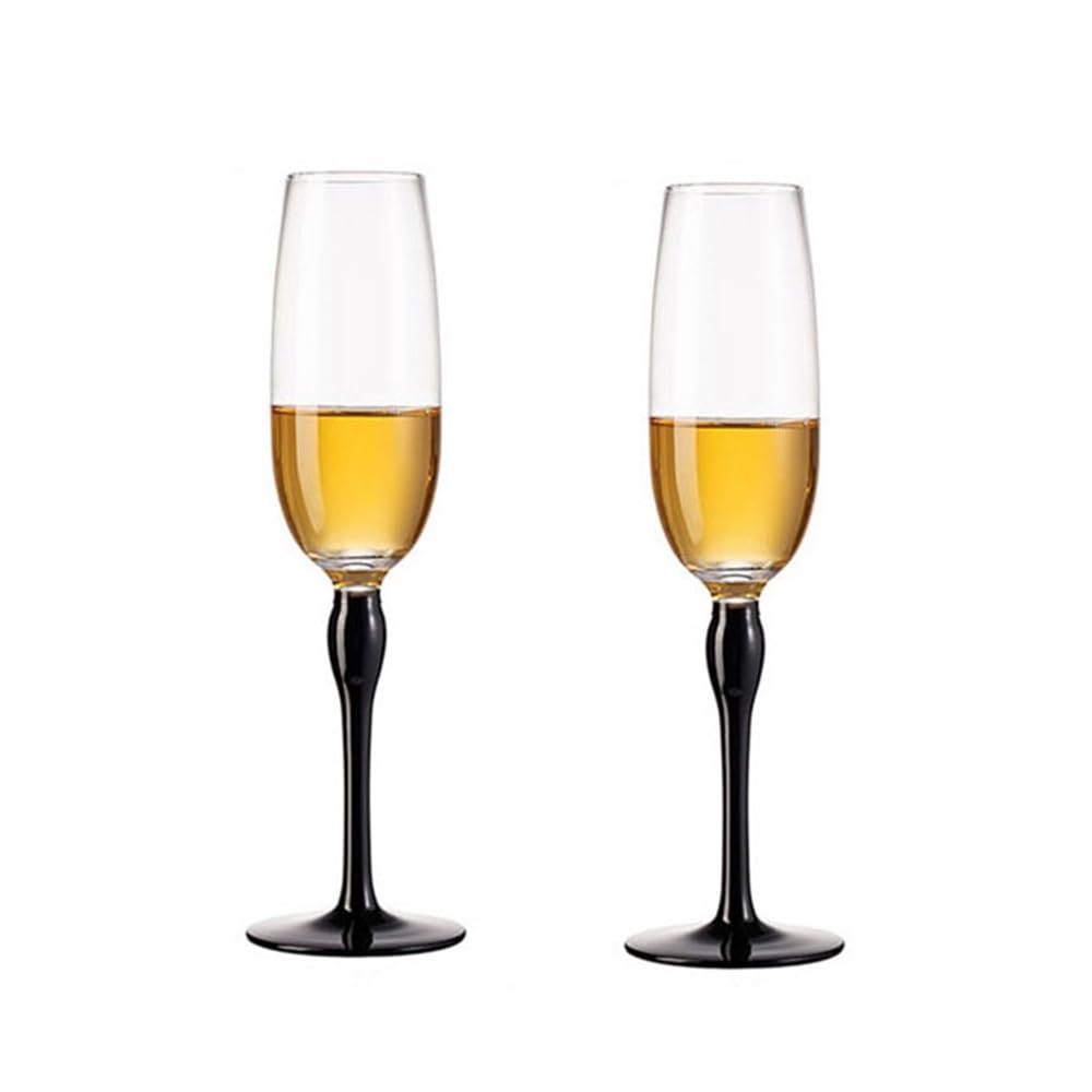 Coupes Champagne Lot de 2 flûtes à champagne à pied haut et à tige multicolore, capacité de 240 ml for fêtes d'anniversaire Flûtes à champagne(Noir)